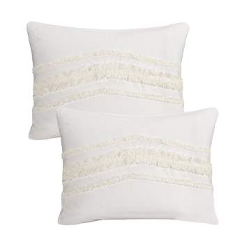 Sweet Jojo Designs Throw Pillow Covers Boho Fringe Ivory 2pc