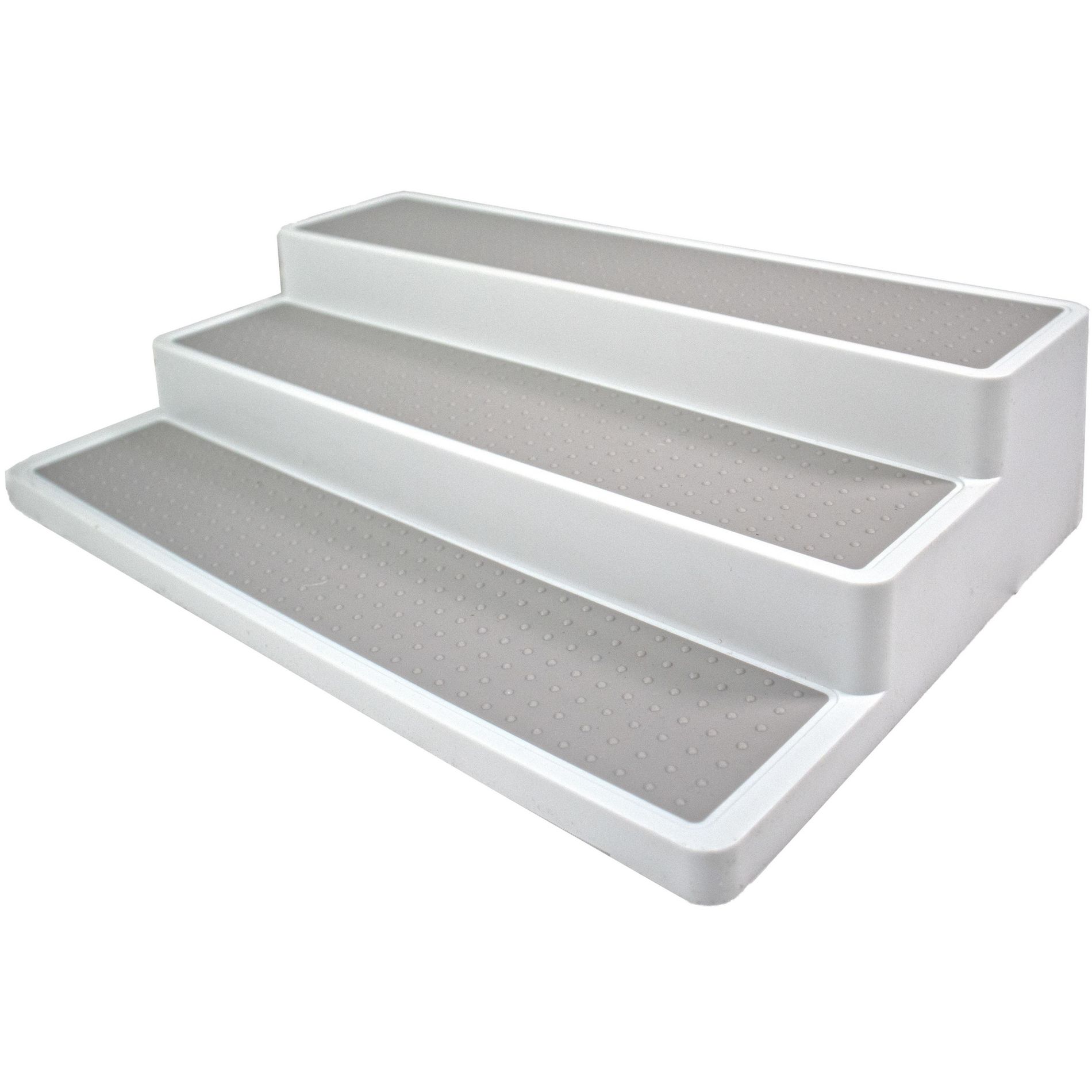 5 Star Super Deals Non Slip 3 Tier Spice Rack Step Shelf Organizer - White - For Kitchen, Refrigerator, Pantry, Cabinet, Cupboards, Countertops