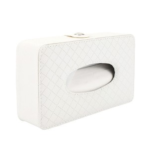 Unique Bargains Universal Car Tissue Holder Tissues Box Cover Car Backseat Extra Large Tissue Organization Faux Leather White - 1 of 4