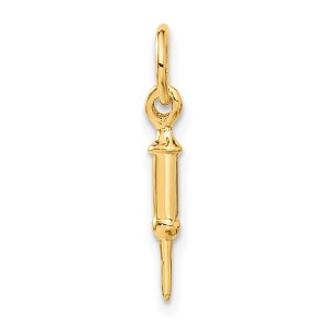 Black Bow Jewelry 14k Yellow Gold Polished 3D Medical Syringe Charm, 3 x 20mm - 1 of 4