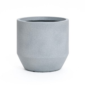 LuxenHome Minimalistic Modern Gray 15.7-Inch Tall Round Tapered MgO Planter - 1 of 4