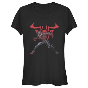 Juniors Womens Marvel Spider-Man Miles Morales Symbol T-Shirt - 1 of 3