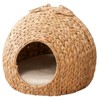 Bencmate Woven Wicker Round Cat Bed Cave with Handles,For Any Size Cat Breeds,Use with Cat Tower,Brown, (18"*18"*18") - 2 of 3