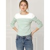 INSPIRE CHIC Women's Color Block Round Neck Long Sleeves Striped Basic T-Shirt - 3 of 4