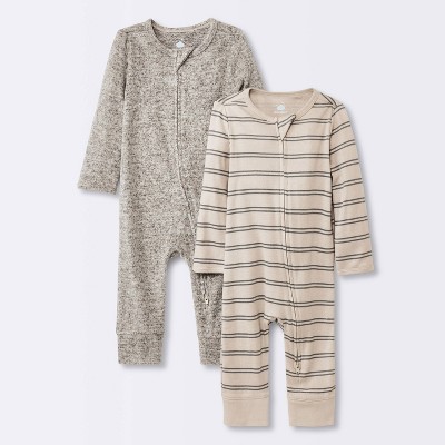 Image of Baby 2pk Cozy Romper - Cloud Island™ Brown 3-6M