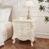 Famapy French Country White Nightstand with Double Drawers & Gold Accents,Ornate Carvings,Side Table,Elegant Storage for Bedroom - 3 of 4