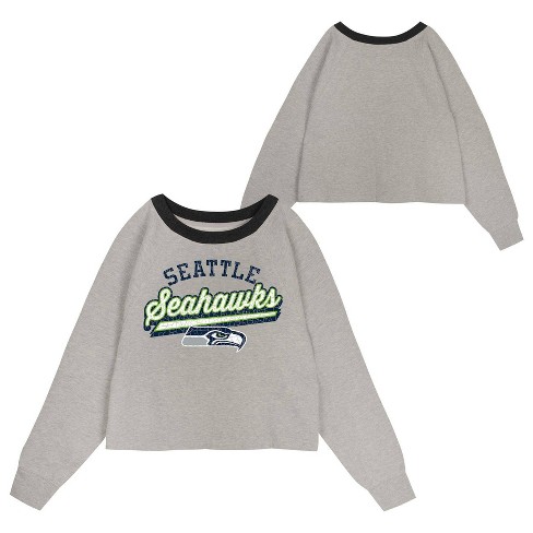 Nfl Seattle Seahawks Girls Gray Crew Fleece Hooded Sweatshirt Xs Target