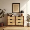 LuxenHome Walnut Finish MDF Wood with Rope Front 6-Drawer Horizontal Dresser Brown - 2 of 4