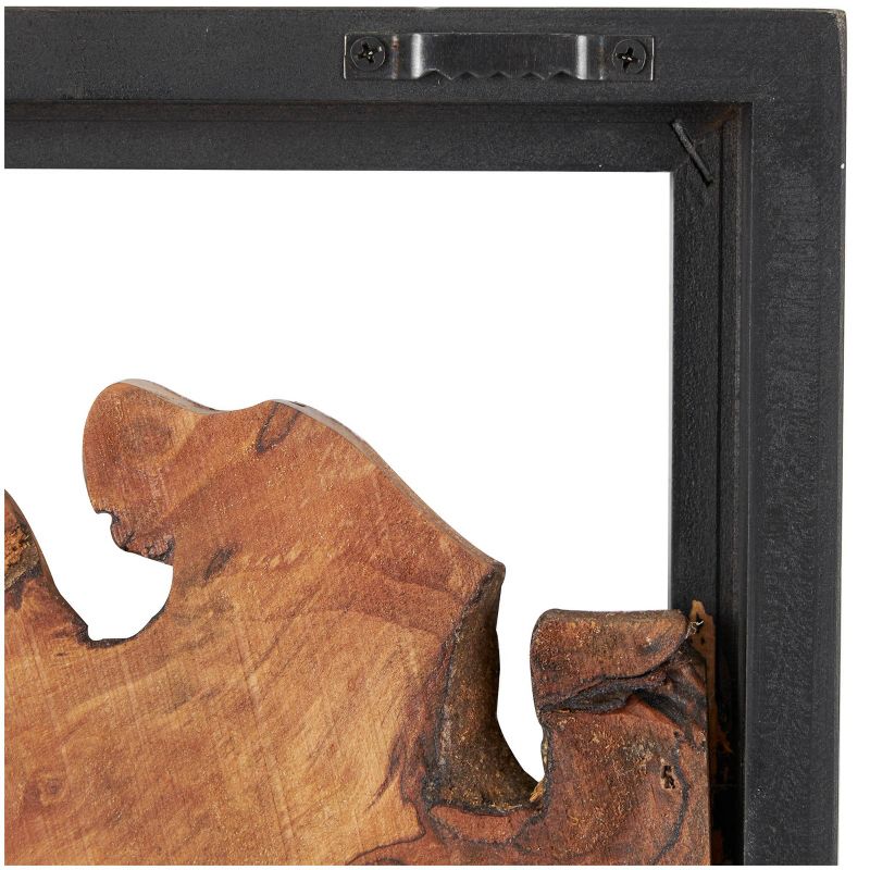 Wood Abstract Handmade Live Edge Wood Slab Wall Decor with Black Frame Brown - Olivia & May, 5 of 15