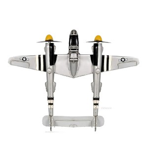 1940s U.S. Twin-Engine Fighter Plane Model 5 Inch H – Iron Vintage Replica with Guns ByOld Modern Handicrafts - 1 of 4