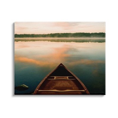 Stupell Industries Canoe on Lake Warm Sunrise Water Reflection