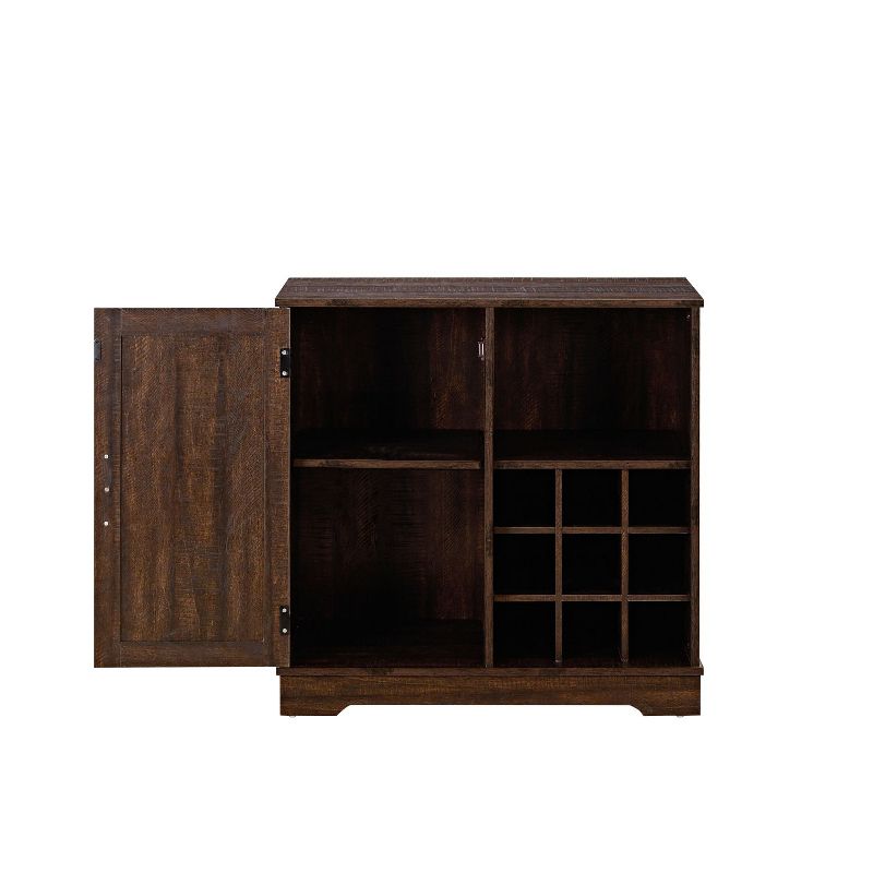 Isabel Farmhouse Coffee Table Kitchen and Dining Cabinet with Bottle Rack, Barn Door and Adjustable Storage Shelves, Indoor Furniture - Maison Boucle, 2 of 9