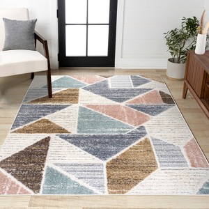 Aileen Geometric Scandi Colorblock Carved Area Rug - JONATHAN Y - 1 of 4