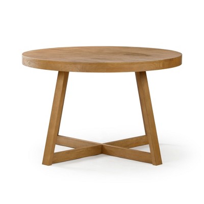 47" Pecan Wirebrush Solid Wood Round Farmhouse Dining Table