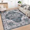 Washable Vintage Printed Rug Non Slip Low Pile Rug Soft Throw Floor Cover Foldable Indoor Carpet for Living Room Bedroom Playroom Nursery - 3 of 4