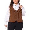 Agnes Orinda Women's Plus Size Double Breasted Retro Lapel Collar with Pockets Suit Vests - 2 of 4