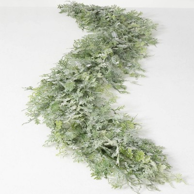 Sullivans 6' Frosted Fern & Cone Artificial Garland, Green