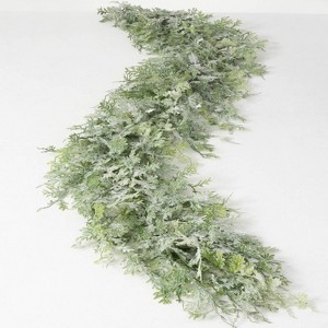Sullivans 6' Frosted Fern & Cone Artificial Garland, Green - 1 of 4