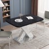 NicBex  Modern Rectangle Stretchable Dining Table,Kitchen Table with Black Marble Tabletop and Metal Base for 6-8 Seaters,Black White - 2 of 4