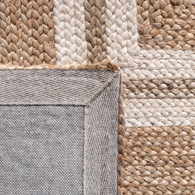 Ivory and Natural Geometric Flat Woven Cowhide Rug, 6' x 9'