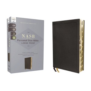 Nasb, Personal Size Bible, Large Print, Genuine Leather, Calfskin, Black, Red Letter, 1995 Text, Thumb Indexed, Comfort Print - by  Zondervan - 1 of 1