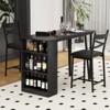 CuisinSmart 3-Piece Dining Table Set for 2, High Top Kitchen Bar Table with 3 Tier Storage Shelves & 2 Stool, Expandable Bar Dining Room Set - 2 of 4
