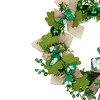 Northlight Burlap Bows and Shamrocks St. Patrick's Day Wreath, 24-Inch, Unlit - image 3 of 4