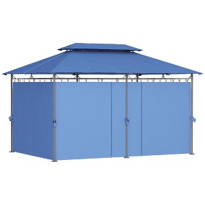10' x 13' Double Roof Patio Gazebo, Outdoor Gazebo with Curtains, for Garden, Lawn and Deck - 1 of 4