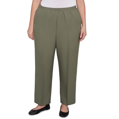 Alfred Dunner Womens Plus-Size All Around Elastic Waist Accord Medium Length Pant , Olive , Size 24W