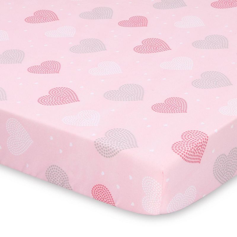 The Peanutshell Fitted Playard Sheets - Elephant and Pink Hearts - 2pk, 3 of 6