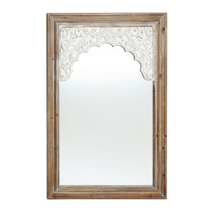 LuxenHome Wood Framed Rectangular Accent Wall Mirror Brown - 1 of 4