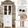 Syemin Decorative Storage Cabinets Tall Bathroom Storage Cabinet, Freestanding Linen Cabinet with Adjustable Shelves, White, 15.67"*23.96"*67.57" - 4 of 4