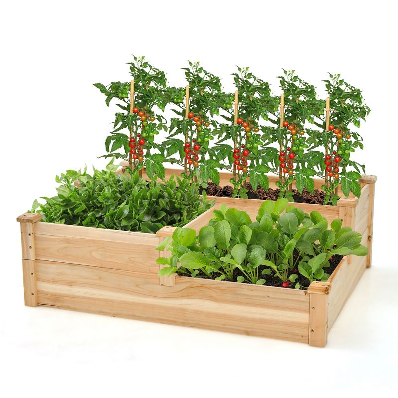Costway 3-Tier Outdoor Raised Garden Bed Vegetable Planter Box for Patio Lawn Backyard, 1 of 11