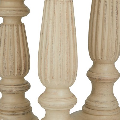 Elegant Mango Wood Teardrop Pillar Candlestick Trio, 18" Brown