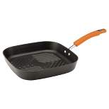 Rachael Ray Hard-Anodized Nonstick 11-Inch Deep Square Grill Pan - Gray with Orange Handle