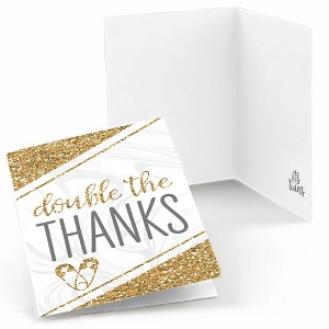 Big Dot of Happiness It's Twins - Gold Twins Baby Shower Thank You Cards (8 count) - 1 of 4
