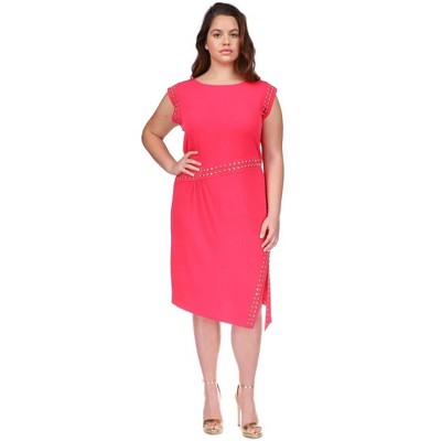 Michael Kors Womens Studded Side Slit Midi Dress