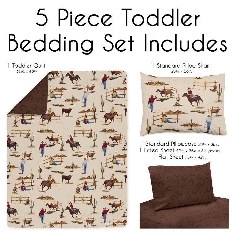 Sweet Jojo Designs Boy Toddler Bedding Set Wild West Cowboy Multicolor 5pc, 3 of 7