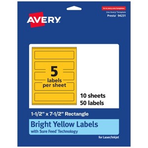 Avery Bright Yellow Paper Labels, 1.5" x 7.5" Rectangle - 1 of 4