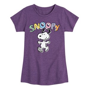Girls' - Peanuts - Snoopy Sketchy Fitted Short Sleeve Graphic T-Shirt - 1 of 4