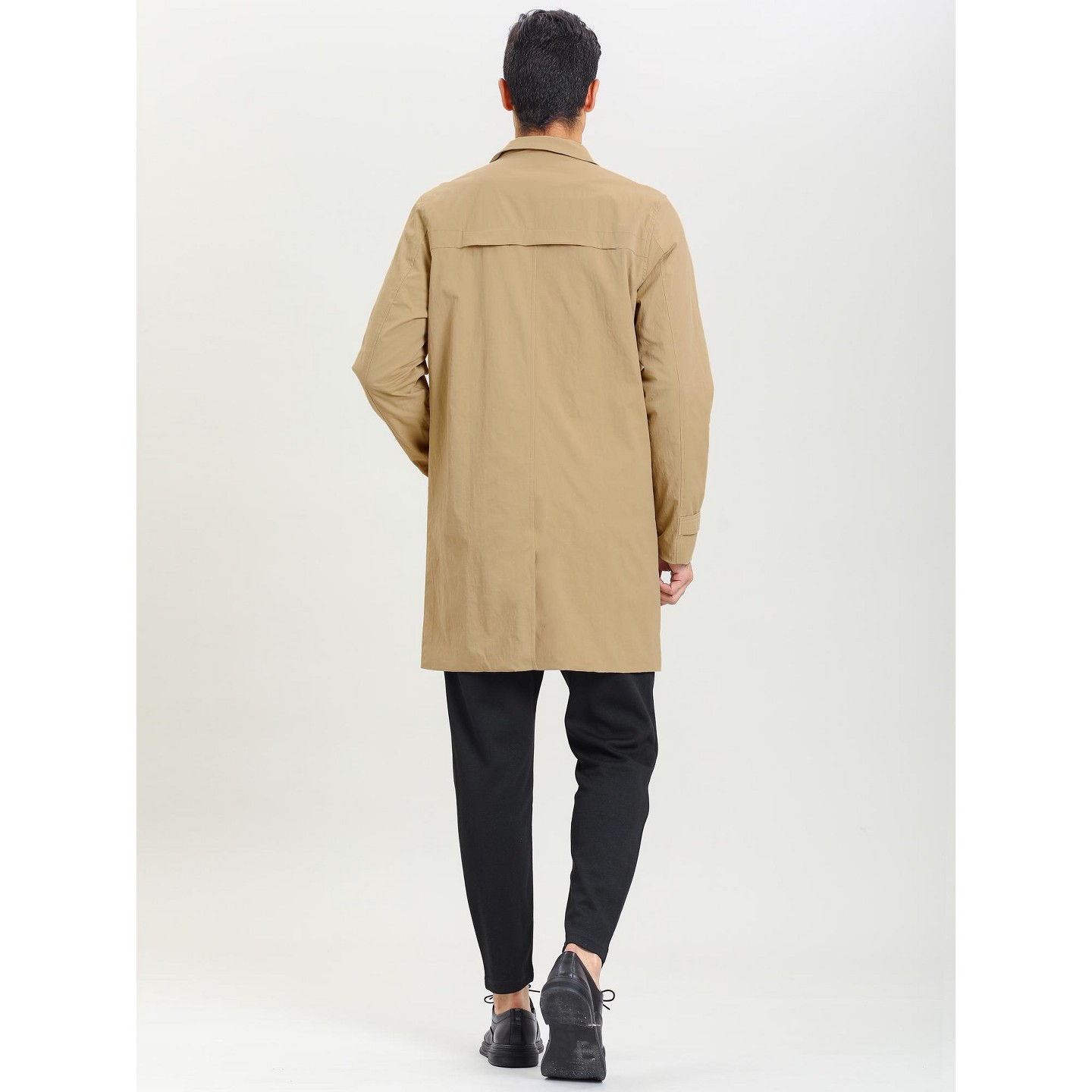 Мужская куртка Lars Amadeus Lightweight Solid Color Single Breasted Overcoat Khaki, цвет: Хаки — фото 4