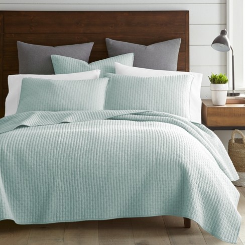 Cross Stitch Blue Haze Solid Quilt Set - Levtex Home : Target