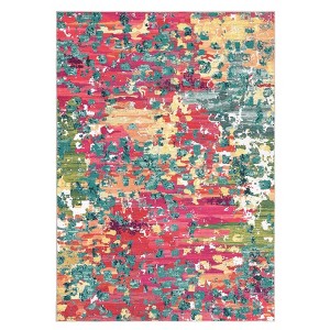 Washable Rug Modern Abstract Non Slip Rug Foldable Stain Resistant Low Pile Watercolor Design Indoor Carpet for Bedroom Living Room Nursery - 1 of 4