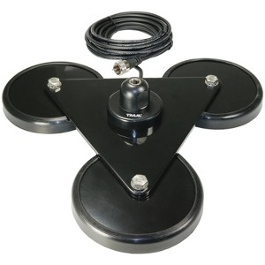Tram® 5-Inch Tri-Magnet CB Antenna Mount with Rubber Boots and 18-Foot RG58A/U Coaxial Cable in Black - 1 of 4