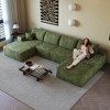 MAYEERTY 135" Cloud Sofa + Ottoman Green - 135" Green + Ottoman, Corduroy, No Assembly, Fits Apartment - 3 of 4
