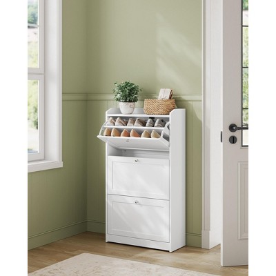 VASAGLE Shoe Cabinet with 3 Flip Drawers, Shoe Storage Cabinet, Adjustable and Removable Dividers,, 9.4 x 23.6 x 42.5 Inches