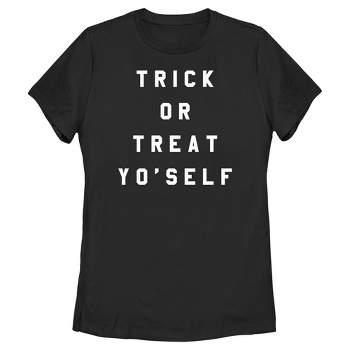 Women's Lost Gods Halloween Trick Or Treat Yo' Self  T-Shirt - Black - X Large