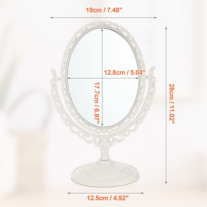 Unique Bargains Oval Shaped Double Sided 360° Rotating Makeup Mirror 1 Pc, 4 of 7