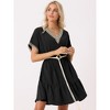 Allegra K Women's Summer Casual V-Neck Lace Short Sleeve Tie Waist Dress - 2 of 4