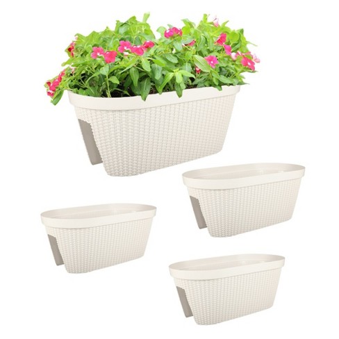 Aoodor 19.6'' Balcony Rattan Pattern Railing Planter Box With Drainage ...